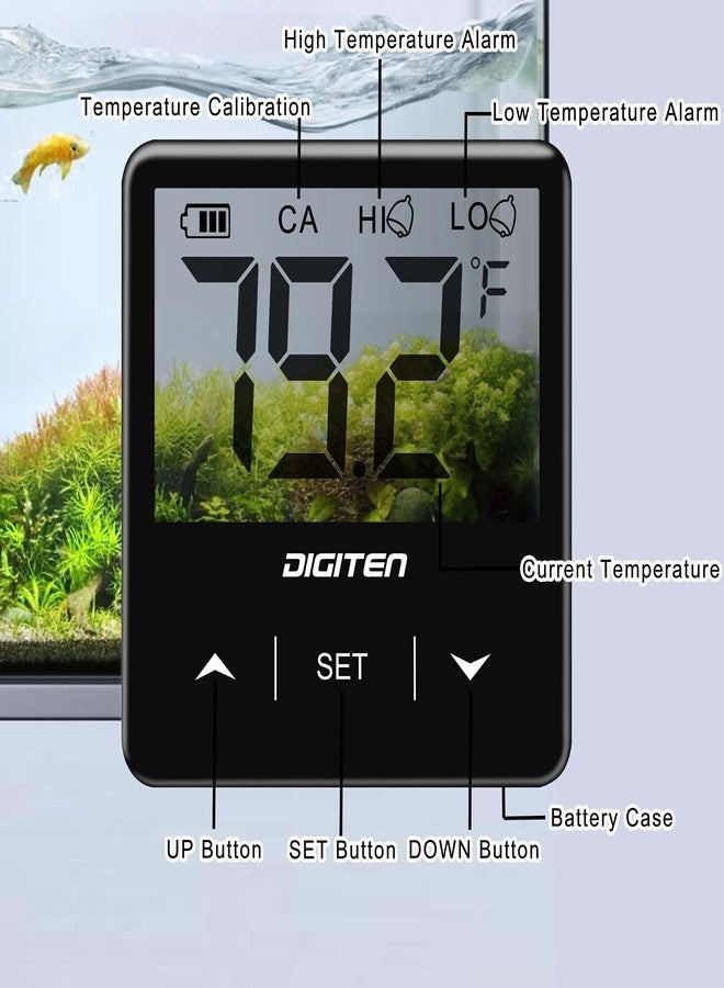 DIGITEN Aquarium Thermometer Digital Fish Tank Thermometer with Large LCD Display Stick On Water Terrarium Temperature Sensor Gauge for Reptiles Turtle Amphibians - Image 4